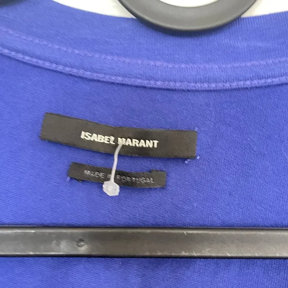 Isabel Marant Dress Drawstring Short Sleeve Crewneck T-Shirt ndigo Size Medium - Picture 4 of 7